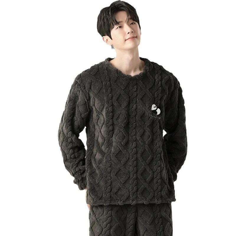 男式睡衣冬季加厚加绒中男法兰绒家居服男套头珊瑚绒套装,淘宝优惠券,粉丝福利购,淘宝优惠卷