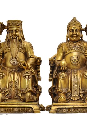 纯铜土地公神像供奉小庙家用福德正神地主招财镇宅土地婆摆件