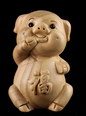 十二生肖摆件全套属相桃木小工艺品家居装饰品小摆件小饰品鼠牛兔