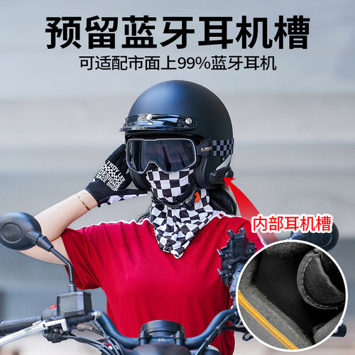 复古头盔巡航小盔体LS2OF599四分之三盔摩托车半盔护目镜 - 图2