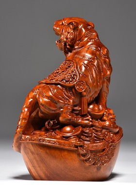 花梨木雕老虎摆件实木十二生肖上山木虎家居客厅办公装饰工艺礼品