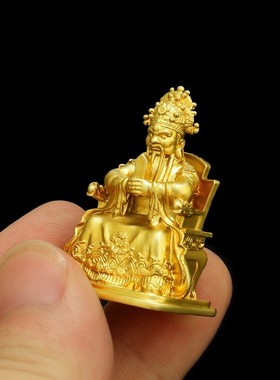 纯铜龙五爷佛像财神像五台S广济龙王菩萨鎏金色装嘎乌盒吊坠摆件