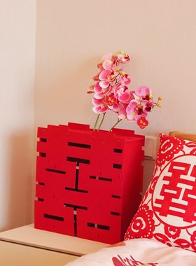 稻草兔兔结婚房装饰摆件立体喜字创意婚礼新娘拍照道具婚礼中式