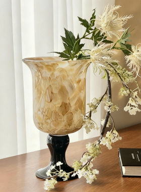 中古风宽口高脚琉璃花瓶