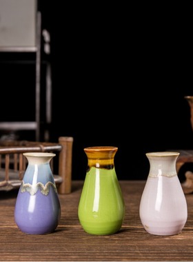 景德镇陶瓷器花瓶复古文艺水培插花桌面小摆件中式家居装饰