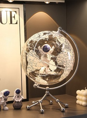 德国太空人地球仪摆件带灯光轻奢高档客厅电视柜办公室装饰品礼物