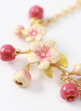 十里桃花珐琅珠宝大项链女高档轻奢气质小众设计感毛衣链锁骨链