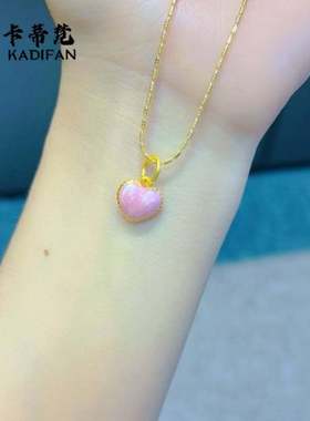 金店同款粉色桃心吊坠女甜美可爱珐琅爱心项链礼物送女友