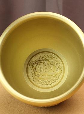 黄铜麒麟缸办公室客厅招米进宝金蟾缸纯铜米缸摆件铜器金属工艺品