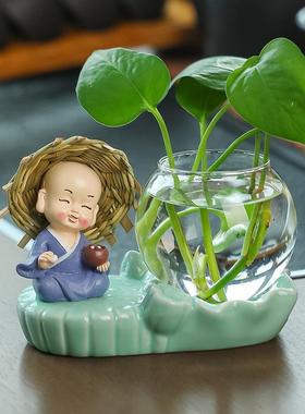 创意小和尚陶瓷花瓶插花花器客厅办公室装饰桌面摆件2025新款和尚