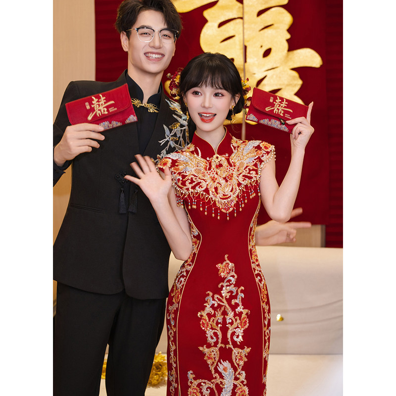 红色秀禾出阁婚服旗袍敬酒服新娘2026新款新中式订婚礼服高级结婚,淘宝优惠券,粉丝福利购,淘宝优惠卷