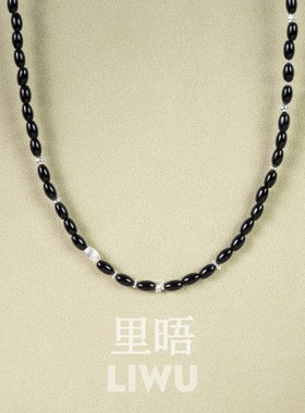 里晤S925纯银黑玛瑙米珠项链新中式显白送女友节日送闺蜜生日礼物