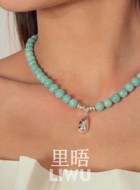 里晤LIWU·青宸系列|925银天河石薄荷慢波项链显白新中式生日礼物