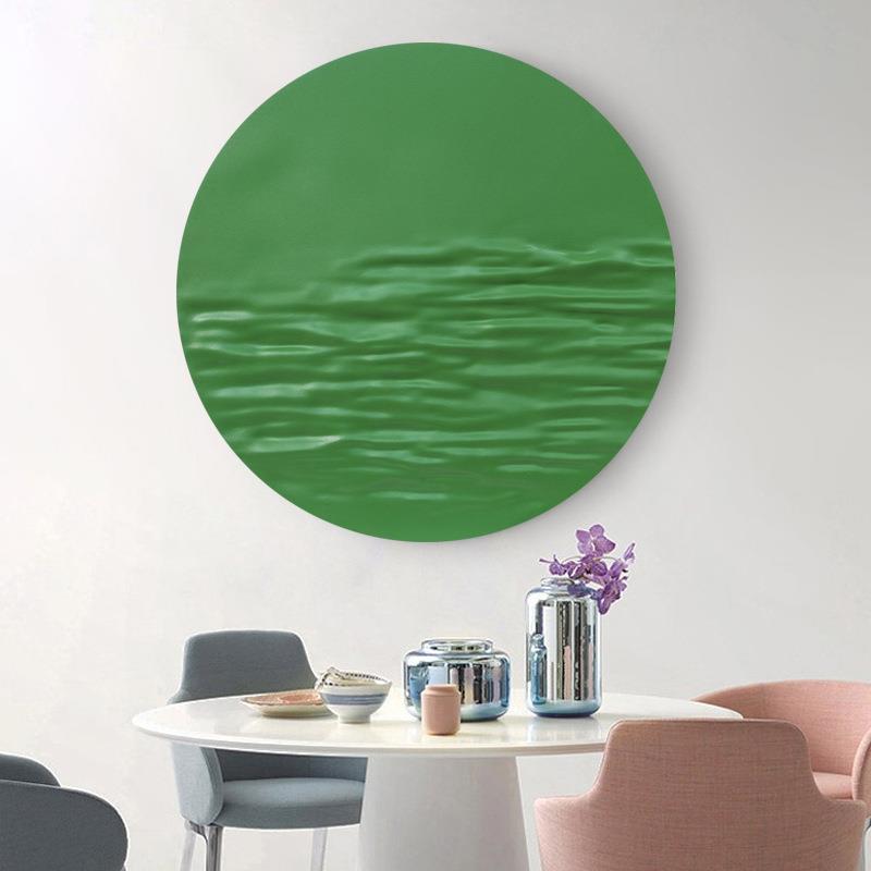 简约现代木雕手绘实物装置画样板房别墅玄关酒店圆形立体工艺画 - 图1