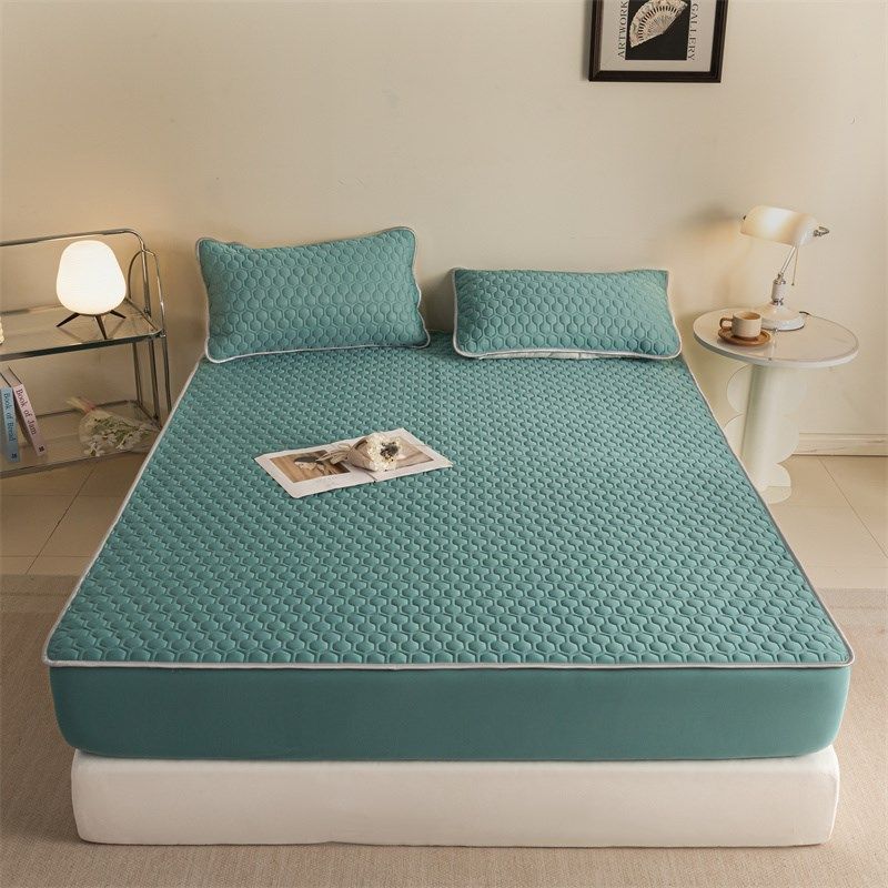 复古绿夏季乳胶凉席床笠冰丝床罩三件套席梦思床垫保护罩2024新款,淘宝优惠券,粉丝福利购,淘宝优惠卷