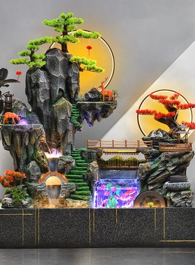 假山流水喷泉落地摆件鱼池庭院造景招财风水轮循环水阳台景观装饰