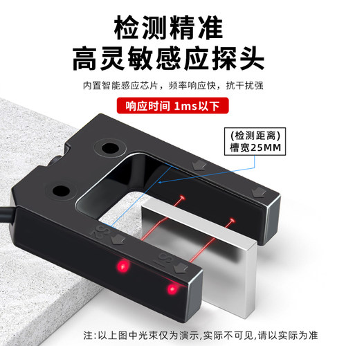 莱恩士槽型槽宽25MM光电开关E3Z-G61/G62/G81/G82对射U型感应开关 - 图0