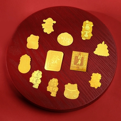 【已验货】大福黄金手机贴999足金+配证书