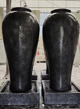 现代简约流水自循环喷泉客厅办公室装饰品招财聚宝盆中式罐子摆件