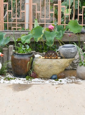 花园室外小院阳台露台假山喷泉流水景观鱼缸鱼池庭院装饰造景摆件