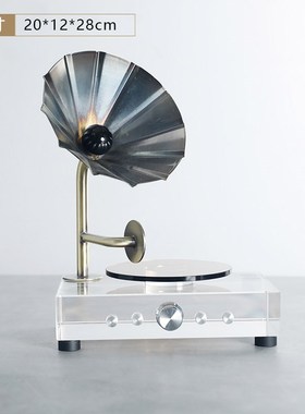 简约现代客厅电视柜书房水晶留声机摆件样板房卖场老式收音机摆设