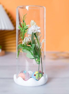 爆款萌粒珠收纳罐透明卡扣云朵盖玻璃罐萌粒收纳装饰摆件礼品