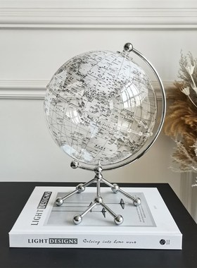 现代创意透明地球仪办公室书房桌面高级感艺术家居客厅装饰品摆件