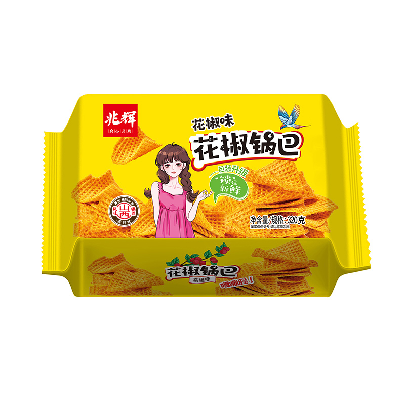 兆辉花椒锅巴320g大盒装大米锅巴大片脆锅巴怀旧休闲麻辣解馋零食