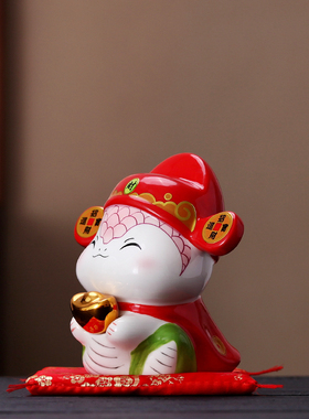 宽丰陶瓷蛇年招财客厅存钱罐摆件