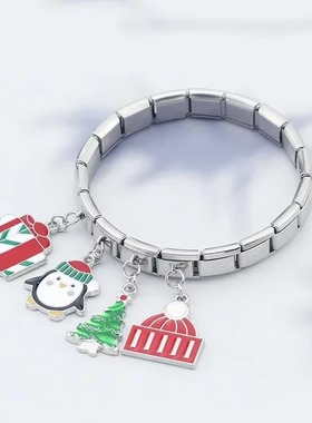 男女钛钢圣诞树时尚百搭手链DIY