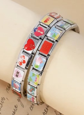 爱心模块手链diy钛钢原创小众女