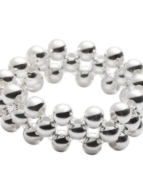 韩国米珠串珠弹力绳设计纯银戒指女简约冷淡风小众设计感食指5533