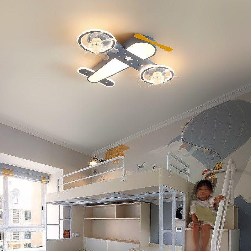 飞机风扇灯全光谱护眼男童房间简约现代男孩卧室灯具儿童房吸顶灯,淘宝优惠券,粉丝福利购,淘宝优惠卷