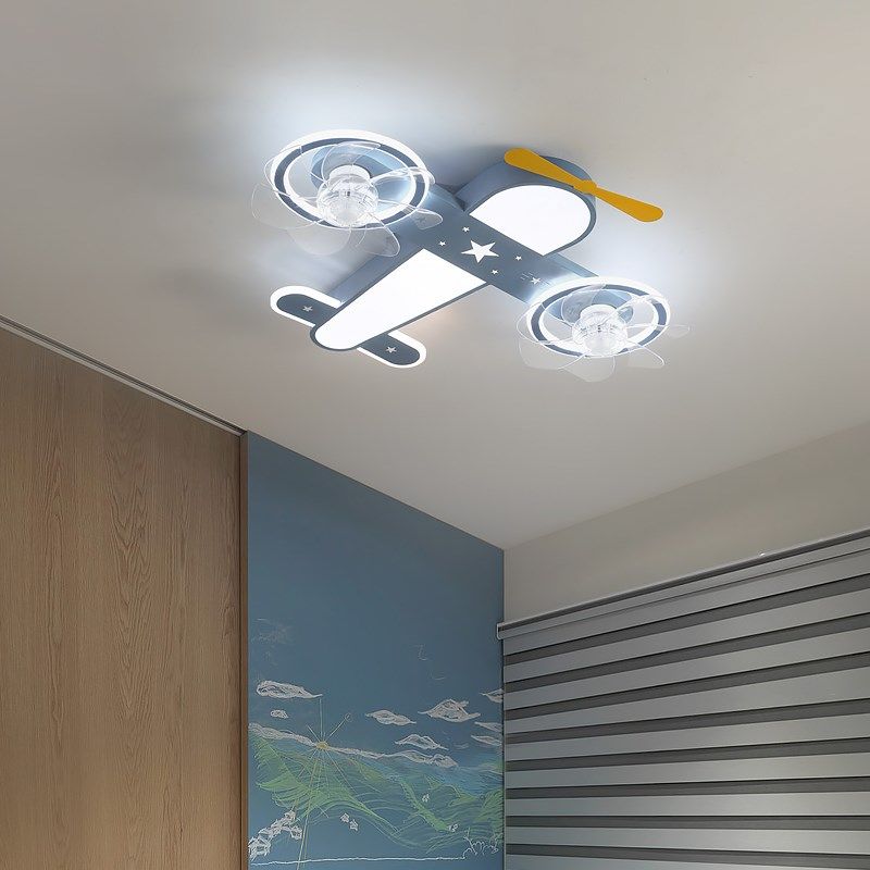 飞机风扇灯全光谱护眼男童房间简约现代男孩卧室灯具儿童房吸顶灯,淘宝优惠券,粉丝福利购,淘宝优惠卷