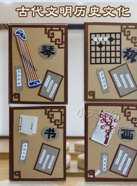 四大发明区角主题墙教室s布置环创装饰材料传统文房四宝笔墨纸砚