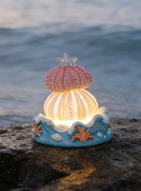 海洋贝壳小夜灯摆件海胆壳装饰