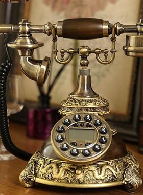 浅竺美式复古电话52413330机摆件居饰品式家用厅古欧董摆客设工家