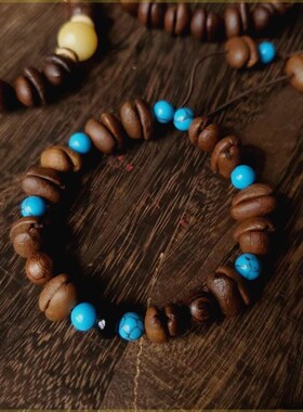 时髦人的 咖啡豆手链 有趣手串秋冬棕色系植物种子设计感手饰叠戴