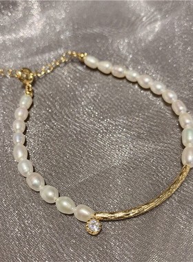 韩版淡水珍珠仙女拼接手链闺蜜手链首饰礼物精美仙气可调节手镯