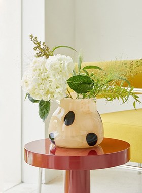 现代轻奢样板间风高级感玻璃圆点花瓶客厅软装高档摆件创意插花器