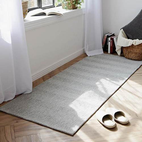 日韩简约卧室地毯床边毯人字纹长条床边地垫高级色主卧加厚可定制 - 图0