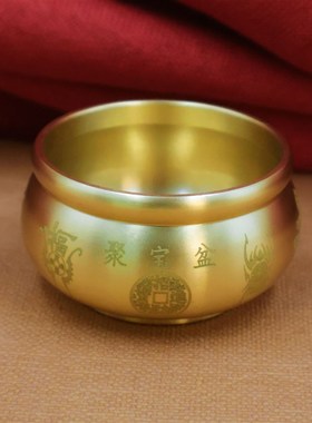 极速黄铜五路财神聚宝盆招财聚财盆家居客厅风水摆件W开业礼品工