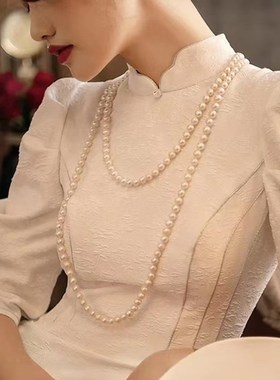 极速新中式珍珠h长款项链女2025新款毛衣颈链复古国风马面裙百搭