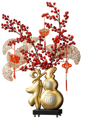 极速新中式玄关电视柜喜庆装饰品发财果桌面葫芦鞋柜摆Y件乔迁新