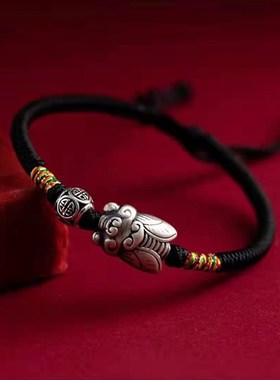 极速新品一鸣惊人金榜题名银y饰金蝉红手绳手链学生上岸考学幸运