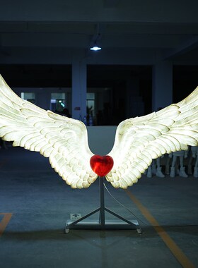 户外发光天使之i翼玻璃钢雕塑景区民宿网红拍照打卡翅膀装饰品摆