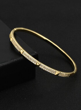 简约设计微镶满钻冷淡风手环女极简风百搭轻奢气质感手镯源头工厂