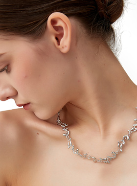 CUSSK 不规则花环项链简约百搭锁骨链精致轻奢新款叠戴颈链设计感