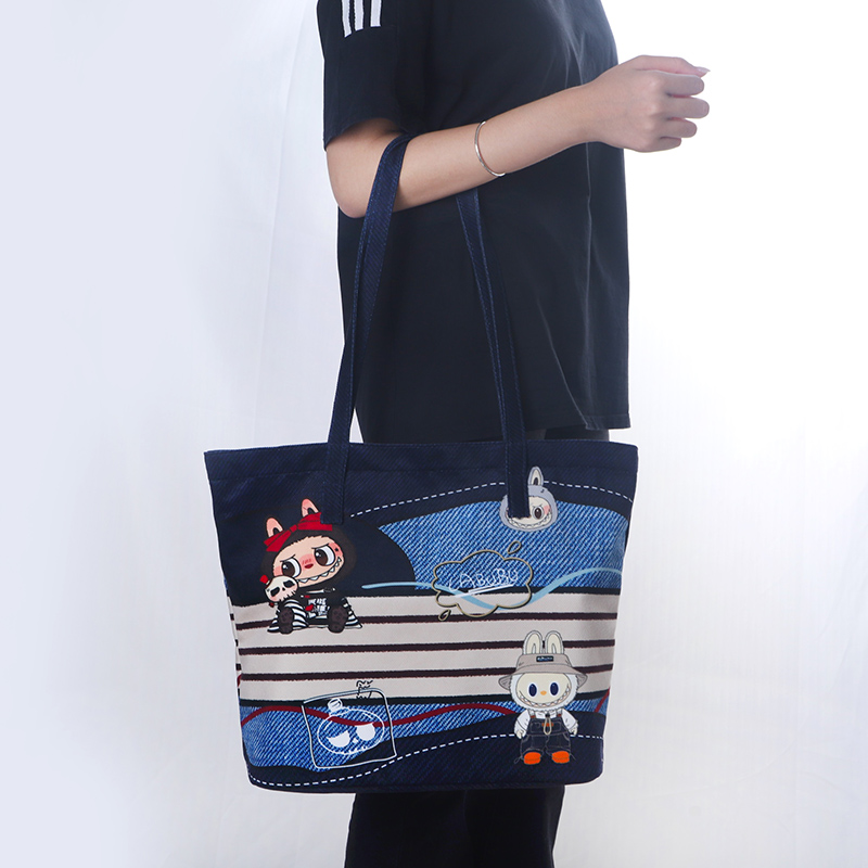 秋冬新款拉布布手提包网红帆布包女生时尚休闲大容量可爱手提袋子 - 图1