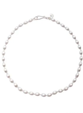 重工拉丝串珠项链女小众高级感轻奢银球叠戴锁骨链长款珍珠毛衣链